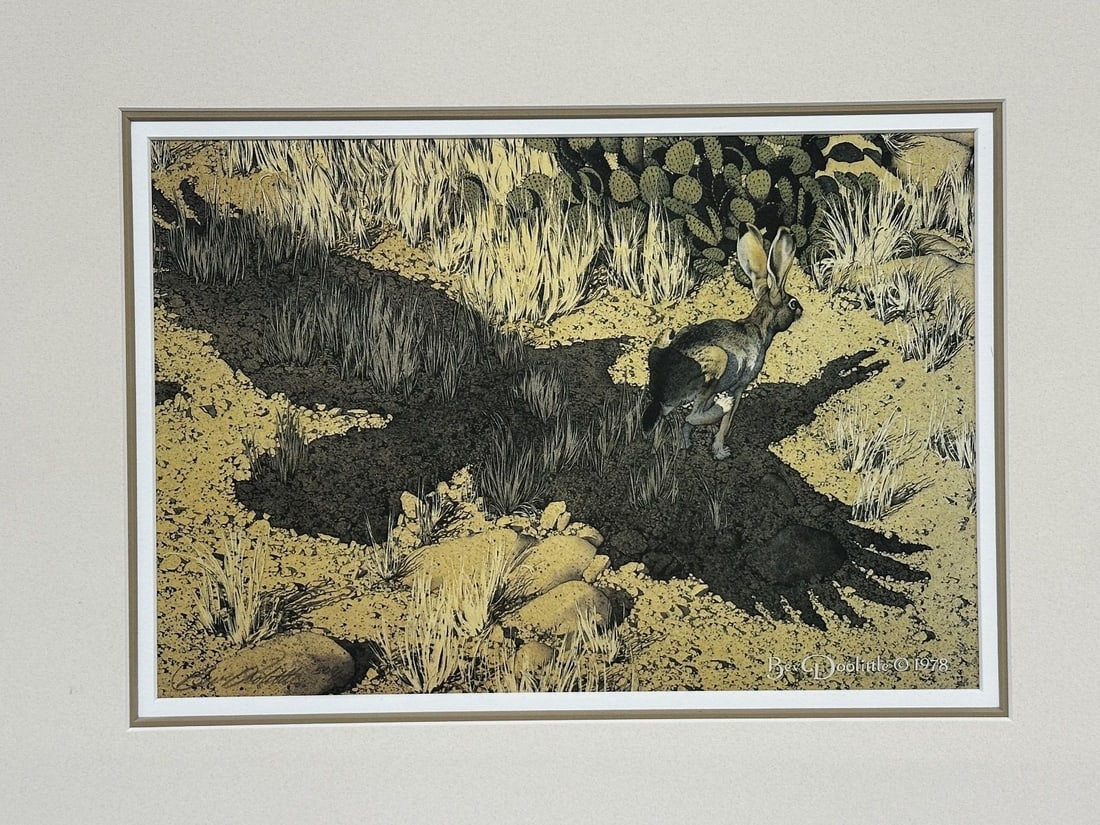 Bev Doolittle S/N Lithograph "Escape by a Hare": Bev Doolittle S/N Lithograph "Escape by a Hare": Numbered 509/1500, matted, unframed measuring 14.5 x 18".