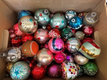Over 100 Vintage Glass Round Christmas Ornaments
