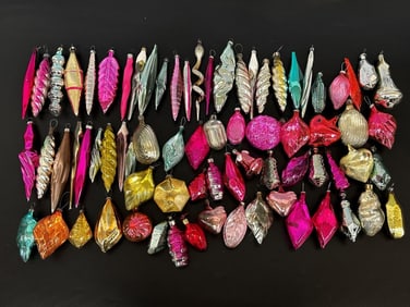 (73) Vintage Icicle Glass Shaped Ornaments