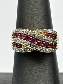 14k Gold Rubies and Diamond Ring