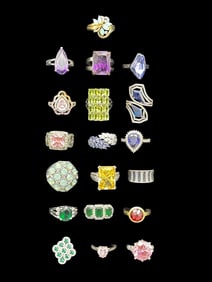 (19) Sterling Silver Rings With Gemstones