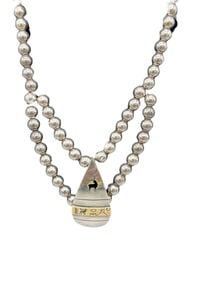 Sterling Silver Beaded Necklace With Sterling and 14k Accent Pendant