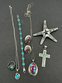 Group of Sterling Silver Turquoise Jewelry