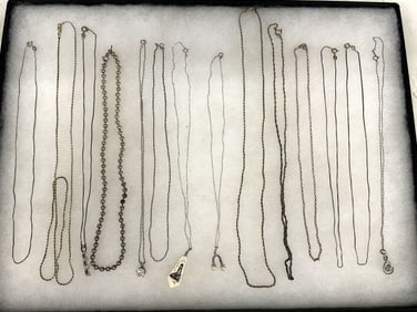 (14) Sterling Silver Necklaces (5) With Pendants