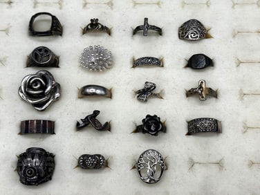 (19) Sterling Silver Rings