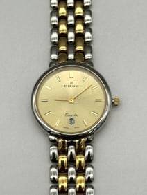Edox Quartz Date Gold/Silver Tone Watch