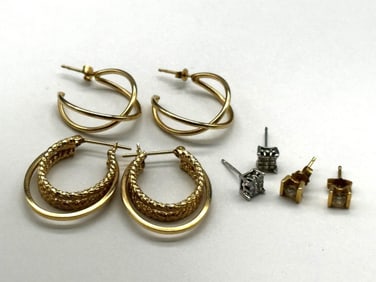(4) 14k Gold Pairs of Earrings