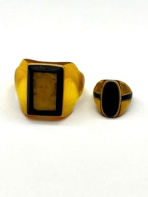 (2) Celluloid Rings, One Child's, One Men's With Onyx.