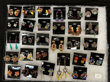(28) Pairs of Vintage Costume Earrings: Star, Hattie Carnegie, Kramer, Austria, Others