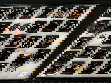 (28) Pairs of Vintage Costume Earrings: Amber, Brown, Austria, Others