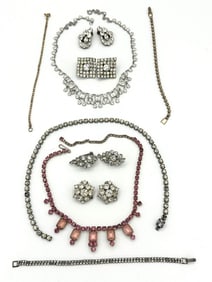 Group of Vintage Clear Rhinestone Jewelry