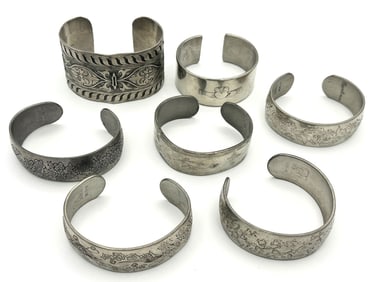 (7) Pewter Bangle/Cuff Bracelets