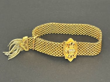Victorian Gold Filled Slide Bracelet With Seed Pearls