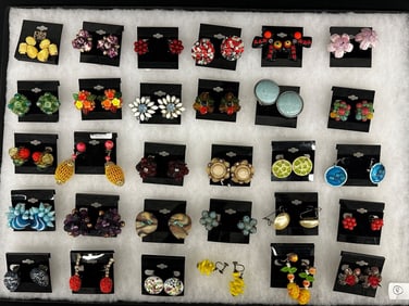 (30) Pairs of Vintage Costume Earrings: W. Germany, Japan, Italy, Hong Kong