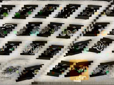 (20) Pairs of Vintage Jade, Nephrite Earrings