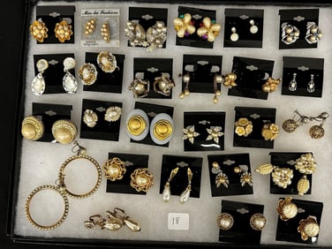 (26) Pairs of Vintage Costume Earrings: M. Haskell, Pearls, Art, Beau, Others