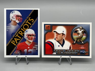 Tom Brady 2000 Fleer Tradition Glossy #352 & 2000 Pacific Aurora #84 Rookie Cards