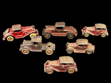 (6) A.C. Williams Cast Iron Sedans
