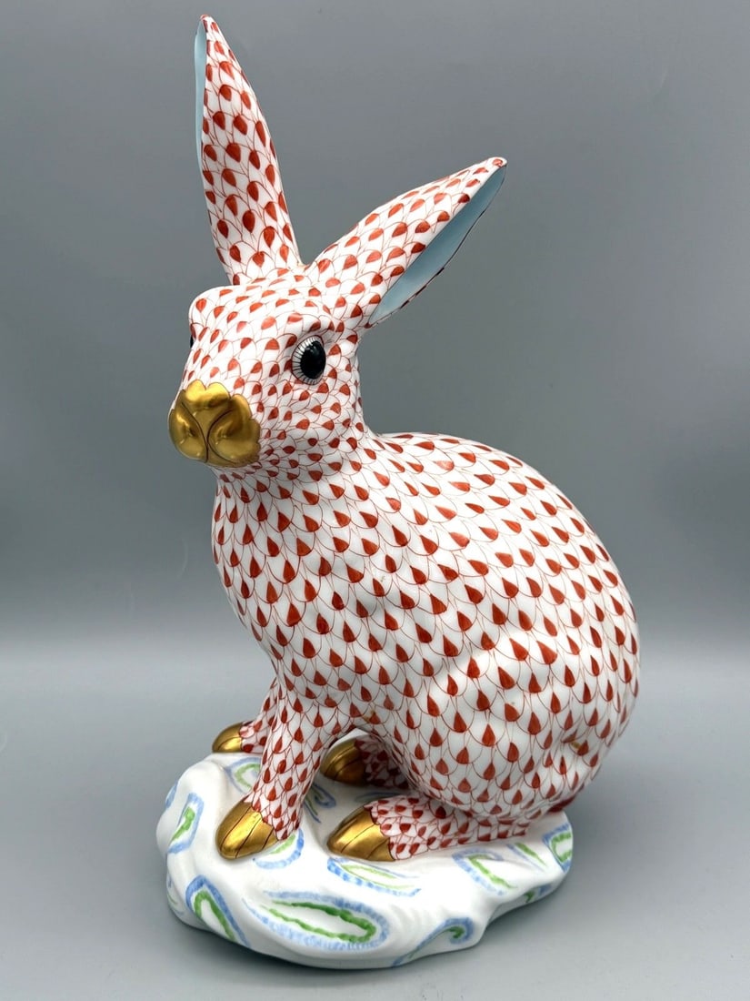 Herend Hungary Fishnet Large Rabbit Figurine (1 of 6)