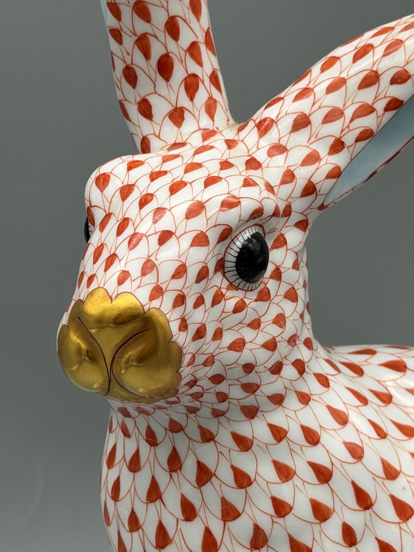 Herend Hungary Fishnet Large Rabbit Figurine - 2