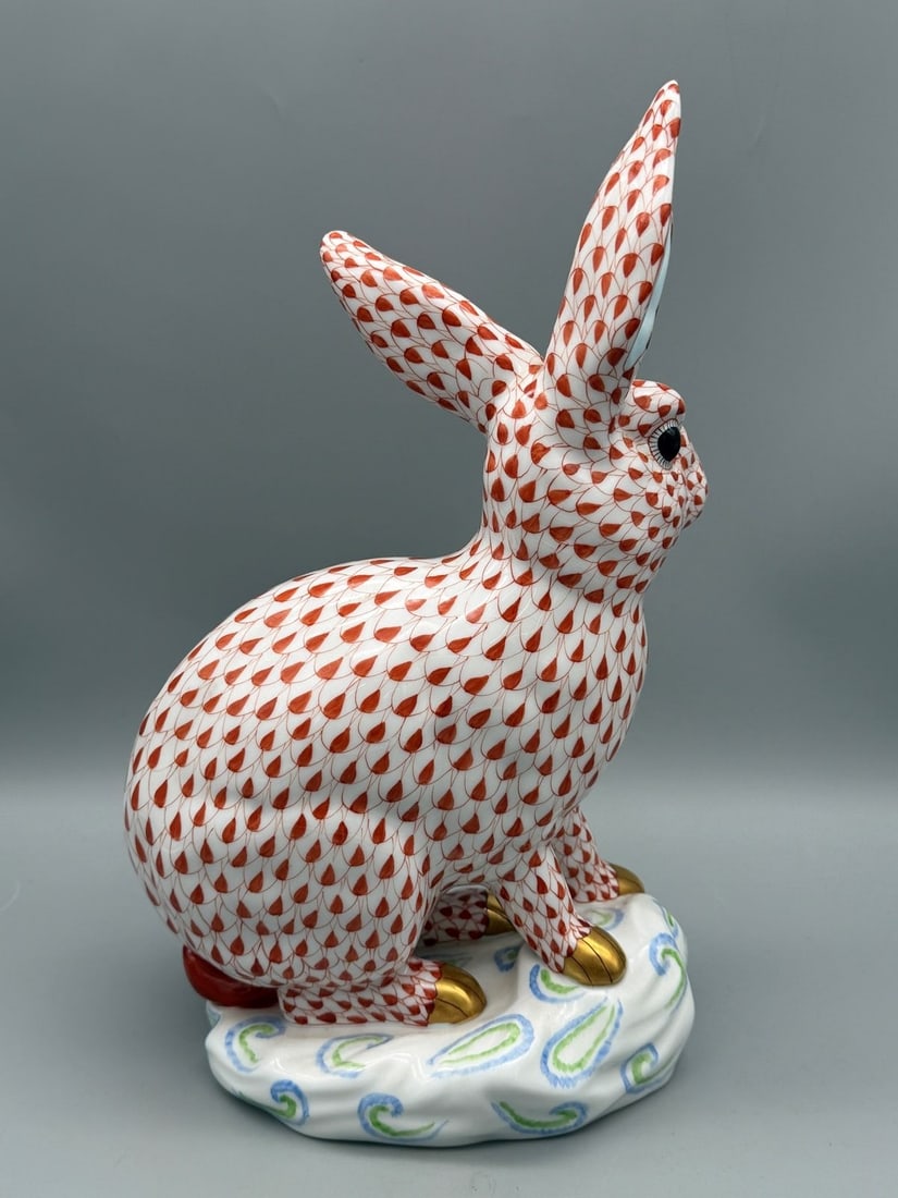 Herend Hungary Fishnet Large Rabbit Figurine - 5