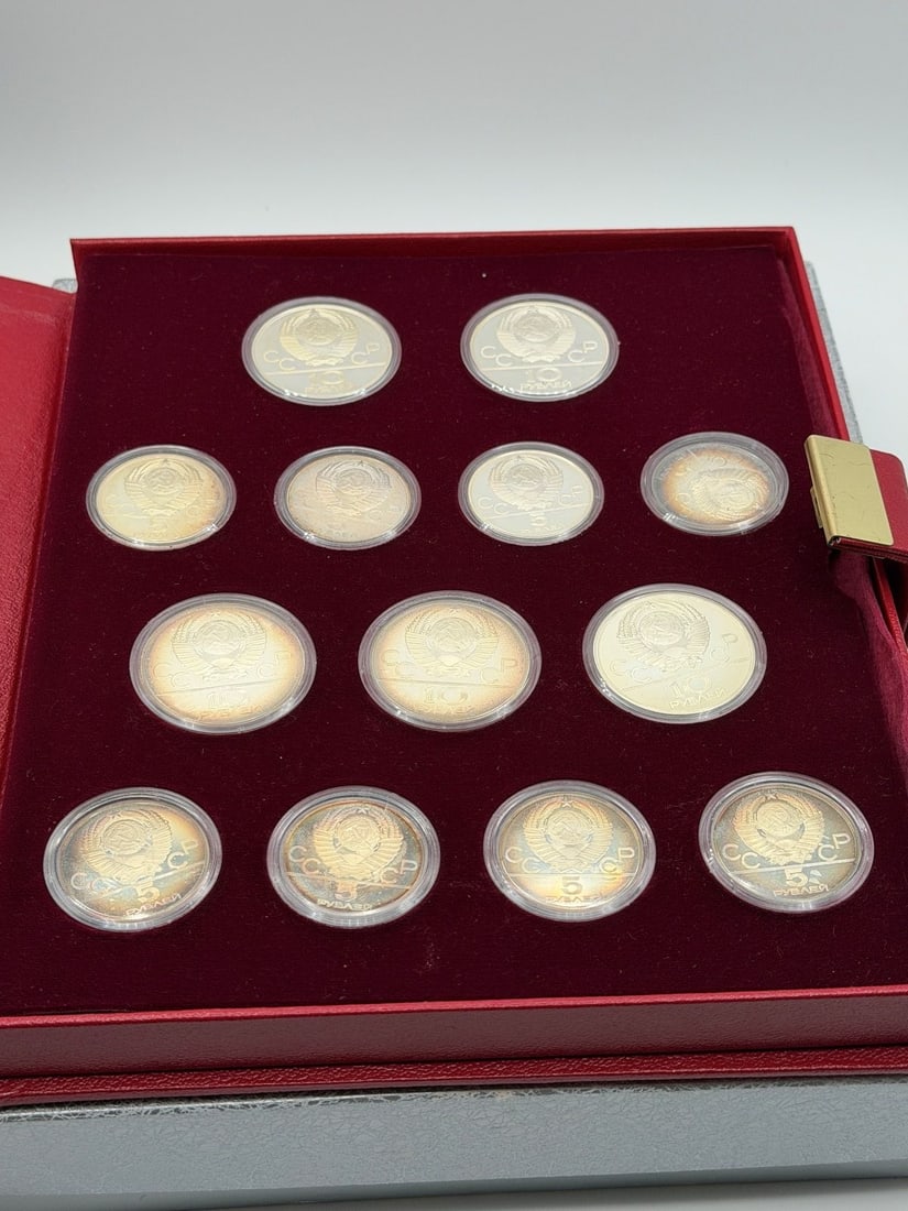 1980 Moscow Olympic Silver Coin Program (28) of 14 Each 10 Roubles and 5 Roubles (1 of 6)