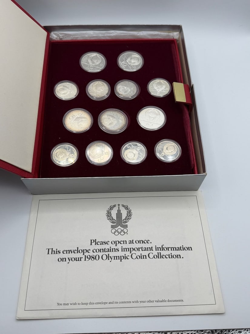 1980 Moscow Olympic Silver Coin Program (28) of 14 Each 10 Roubles and 5 Roubles (1 of 6)