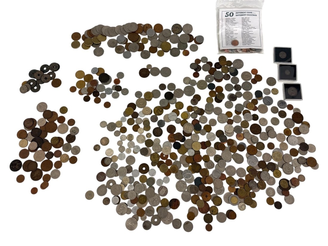 (619) Large Group of Foreign Coins Late 19th Century to 1970's (1 of 20)