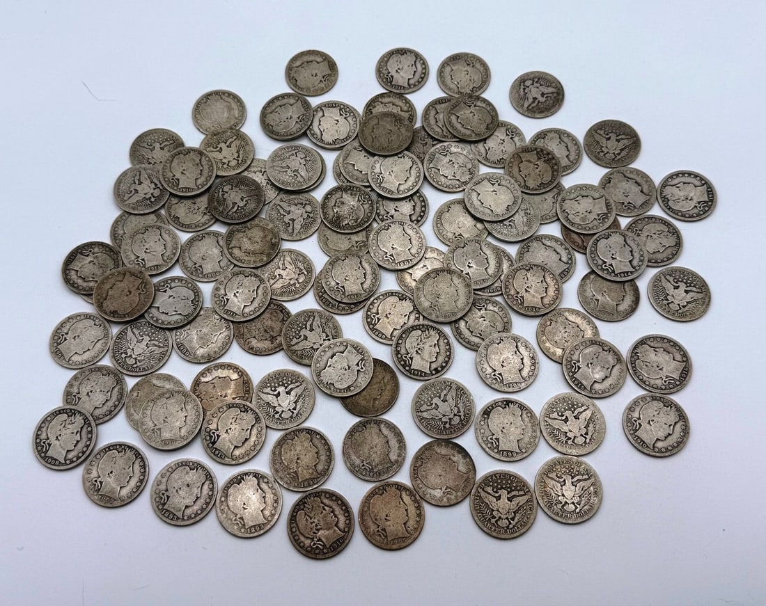 Group of (100) Barber Silver Quarters (1 of 4)