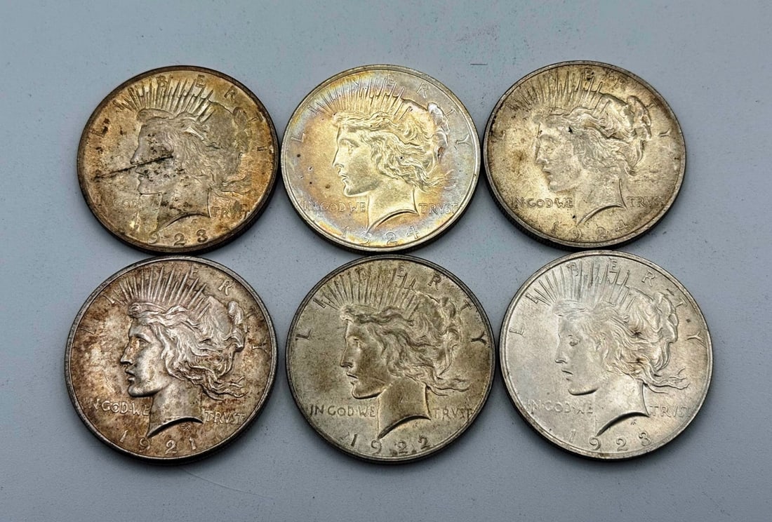 Group of (6) Peace Silver Dollars (1 of 2)