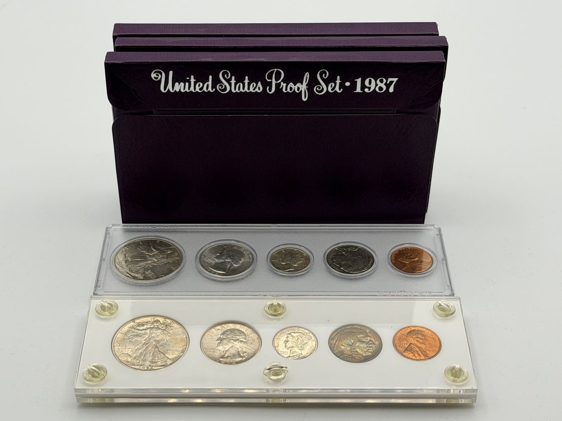 (2) 1936 Uncirculated U.S. Coin Sets, (3) 1987 Proof U.S. Coin Sets (1 of 9)