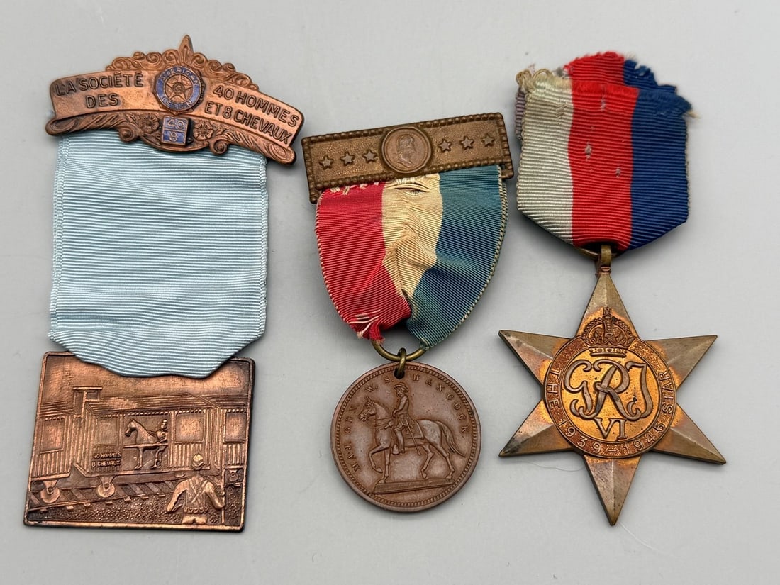 (3) US, British Medals: American Legion, Campaign, Hancock (1 of 7)