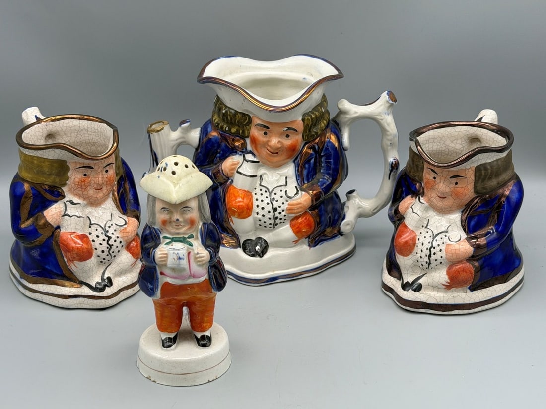 (4) Copper Lustre Staffordshire Toby Jugs (1 of 5)