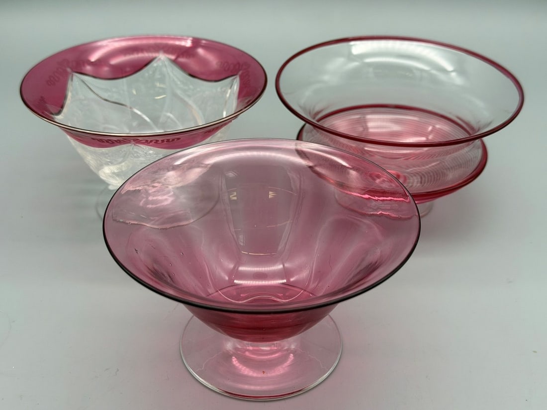 (3) Pieces Steuben Glass in Gold Ruby: 64445, 6360 (1 of 9)