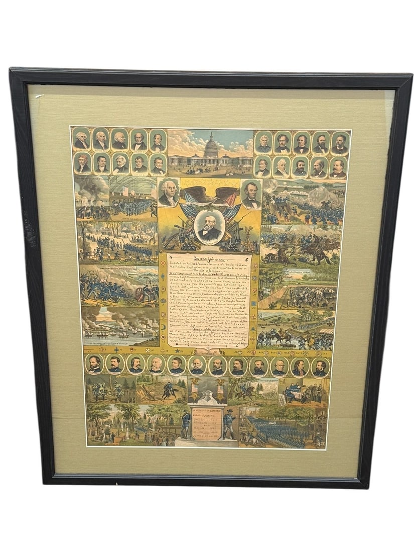 J.M. Vickroy Civil War Colored Regiment G.A.R. Chromolithograph Discharge Document (1 of 7)