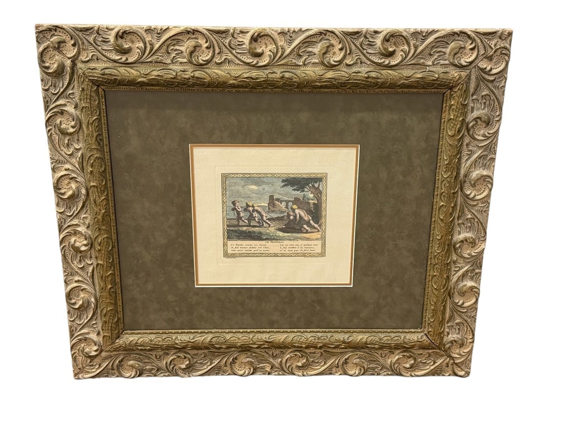 20th Century Impression Hand Colored Engraving "Le Traisneau or Sled" (1 of 3)