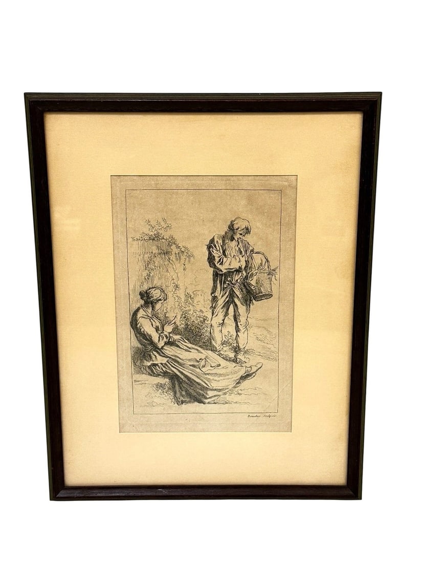 Francois Boucher (1703-1770) Etching "Pastoral Figures" (1 of 6)