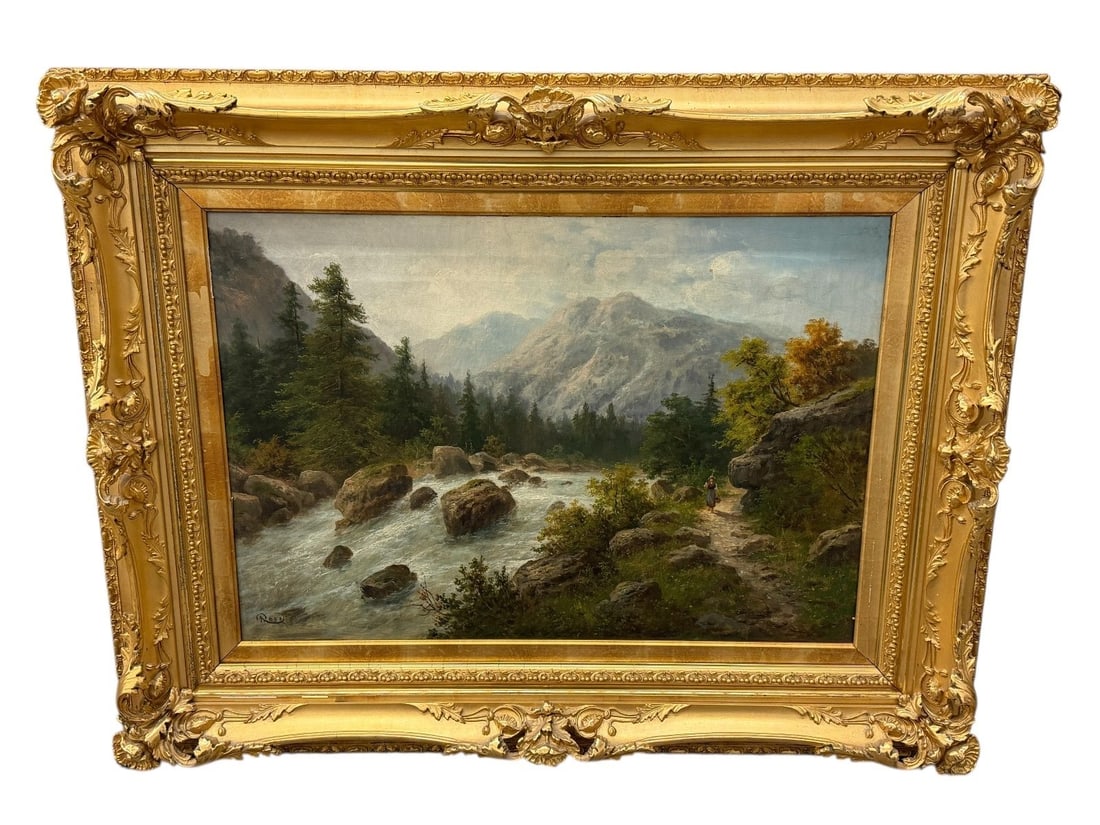 Oil on Canvas Switzerland Landscape Painting (1 of 8)