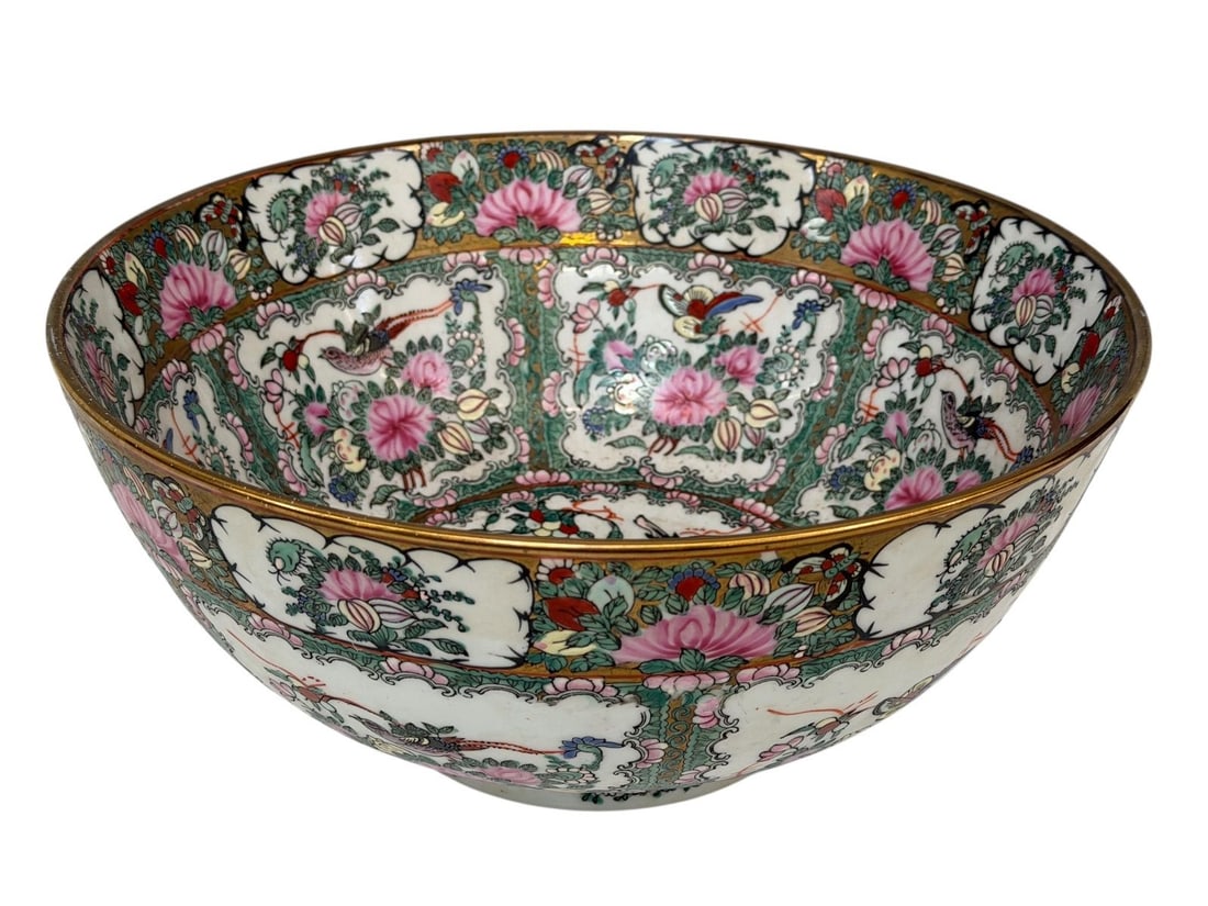 Chinese Famille Rose Medallion Porcelain Center/Punch Bowl (1 of 4)