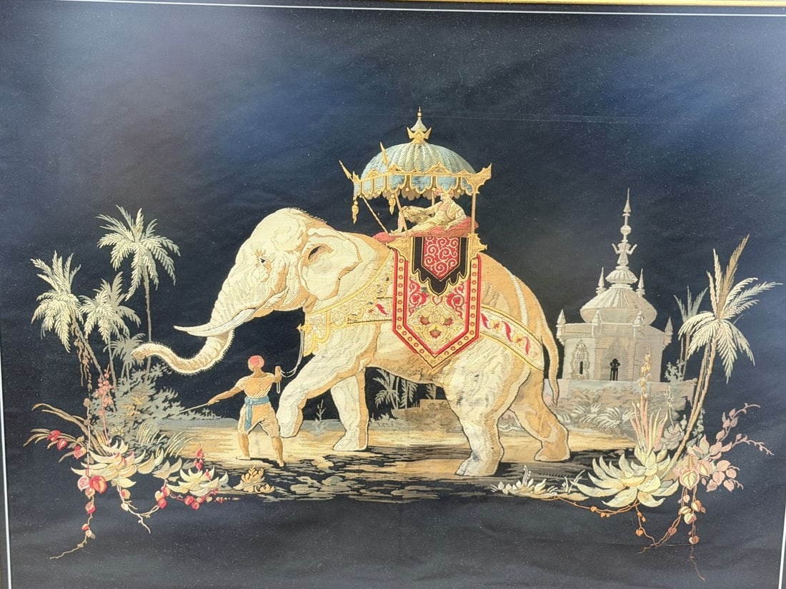 Elephant Needlepoint on Silk - 2