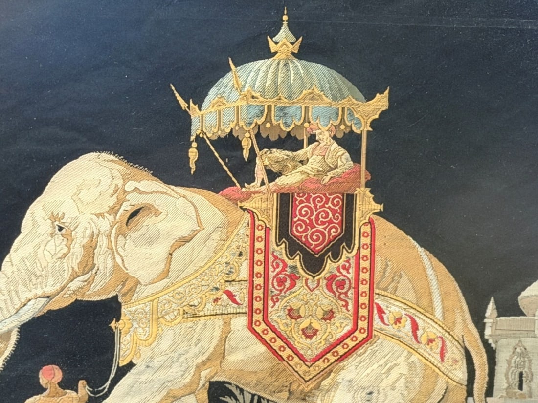 Elephant Needlepoint on Silk - 3