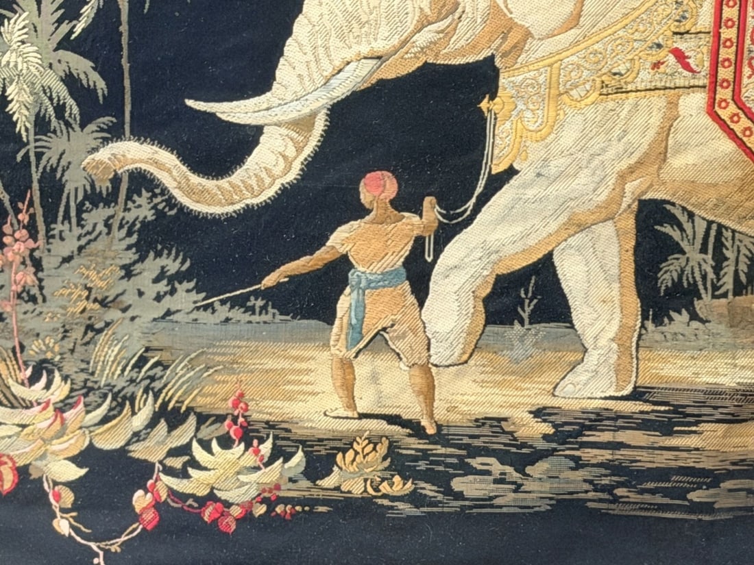 Elephant Needlepoint on Silk - 4