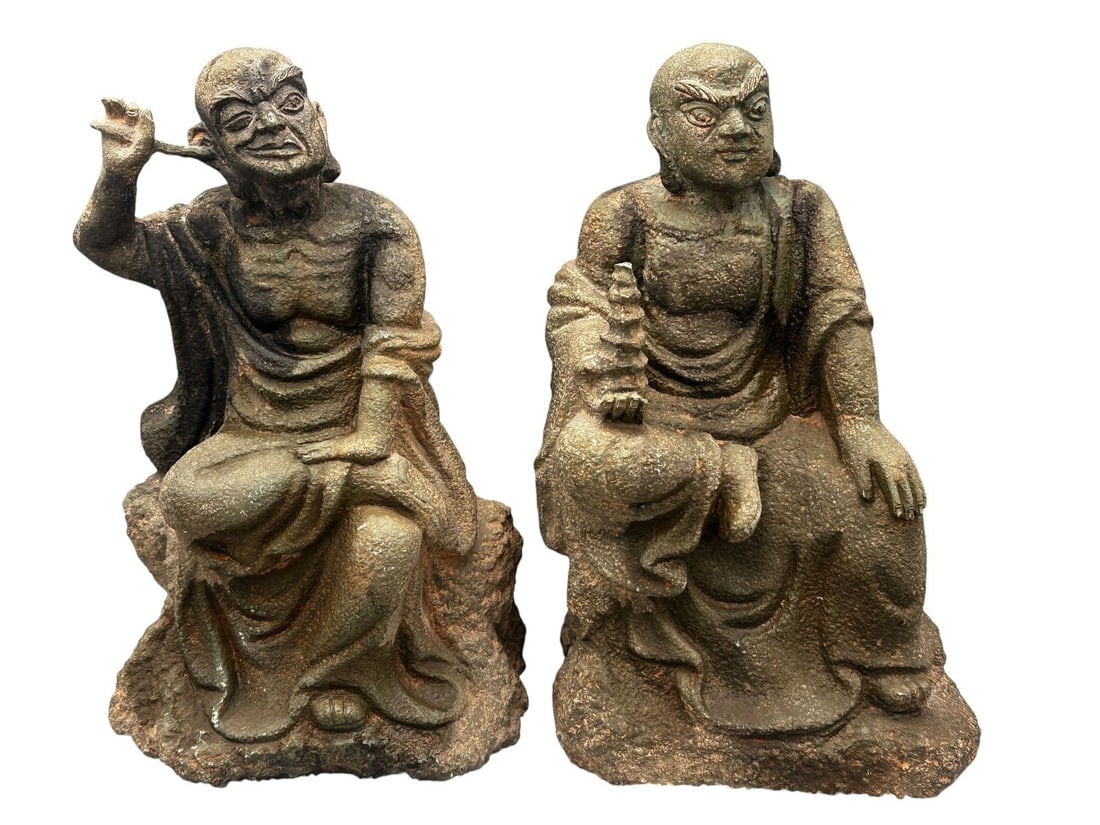 Pair of Lohan Faux Stone Carved Figures (1 of 5)