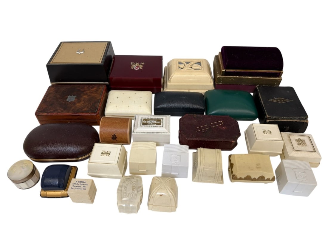 Group of Vintage Jewelry Boxes: Celluloid, Elgin, Bulova, Others (1 of 5)