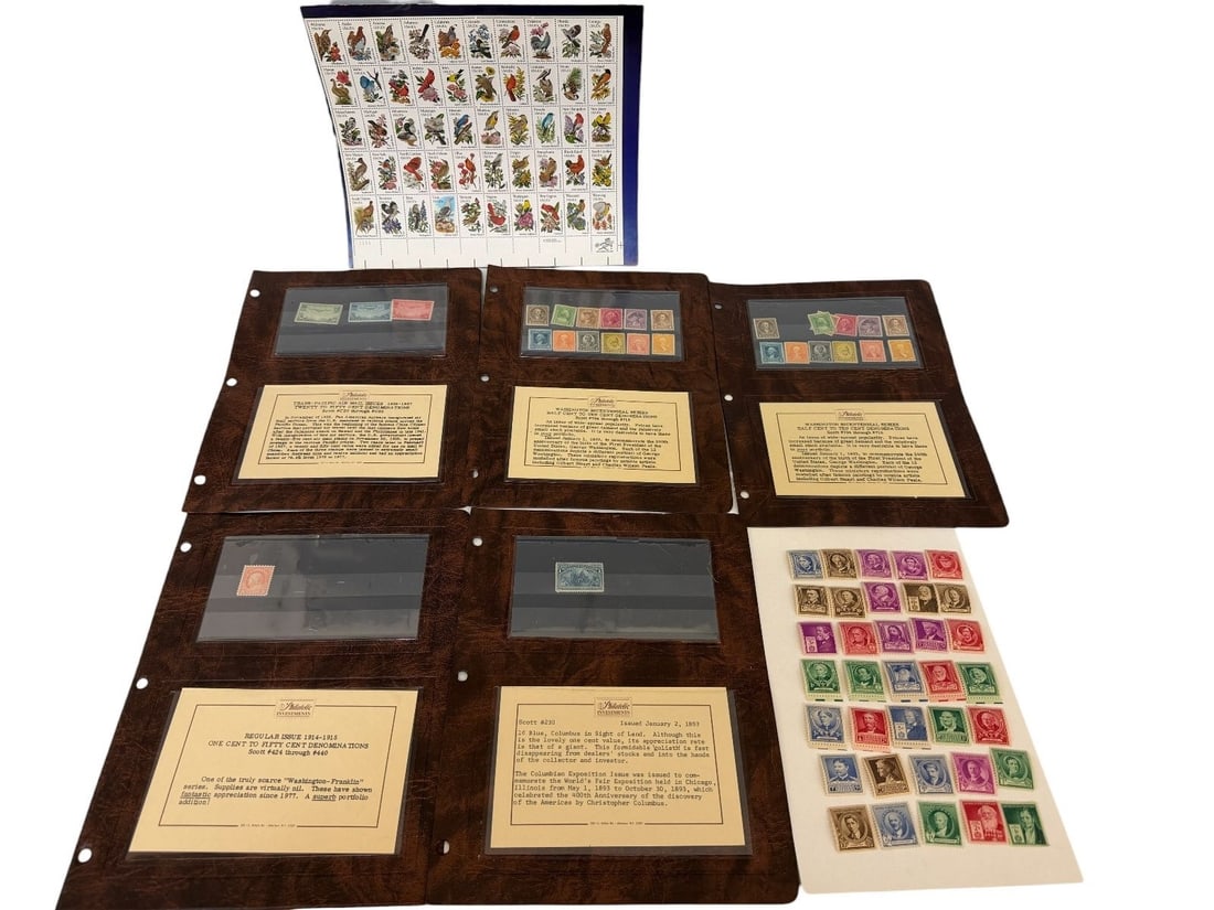 Group of Unused Postage Philatelic Investment Pages and Loose American Series Stamps (1 of 12)