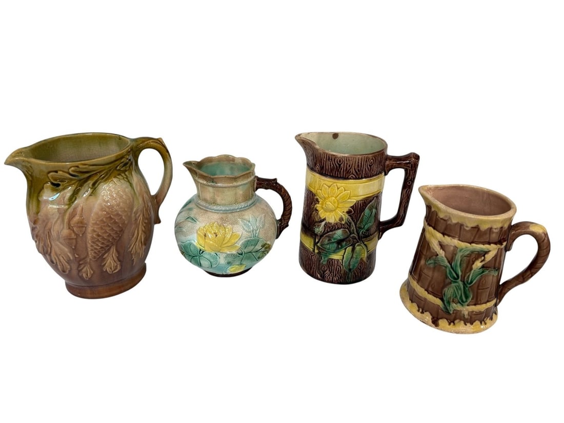(4) Majolica Pitchers (1 of 8)