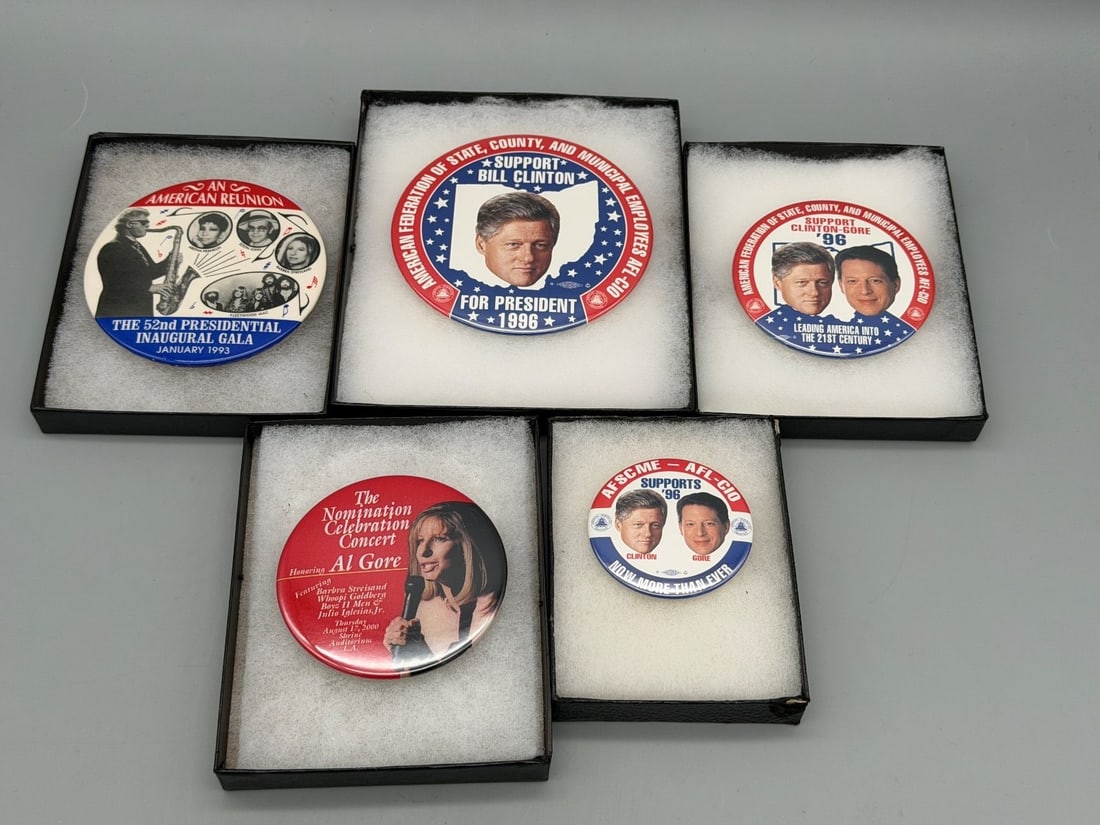 (5) Bill Clinton & Al Gore Political Campaign Buttons RARE (1 of 6)