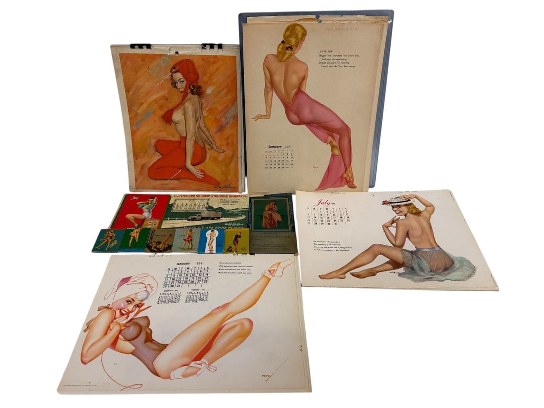 Pin Up Memorabilia, Calendar Pages, Matchbooks: Esquire, Vargas, Petty: Pin Up Memorabilia, Calendar Pages, Matchbooks: Esquire, Vargas, Petty: Includes 1952 8x10 calendar pages, 1948 Vargas calendar pages January through November. 1956 Full year Petty calendar pages. 195