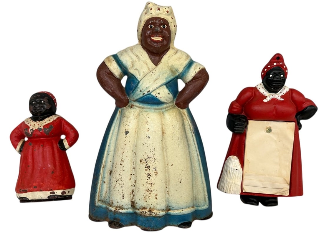 (2) Cast Iron Door Stops, (1) Note Hanger Black Americana (1 of 7)