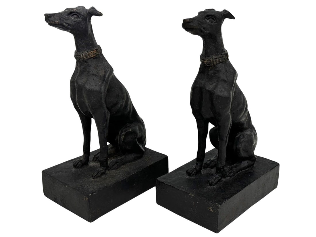 Pair Bronze Greyhound Dogs Bookends (1 of 3)